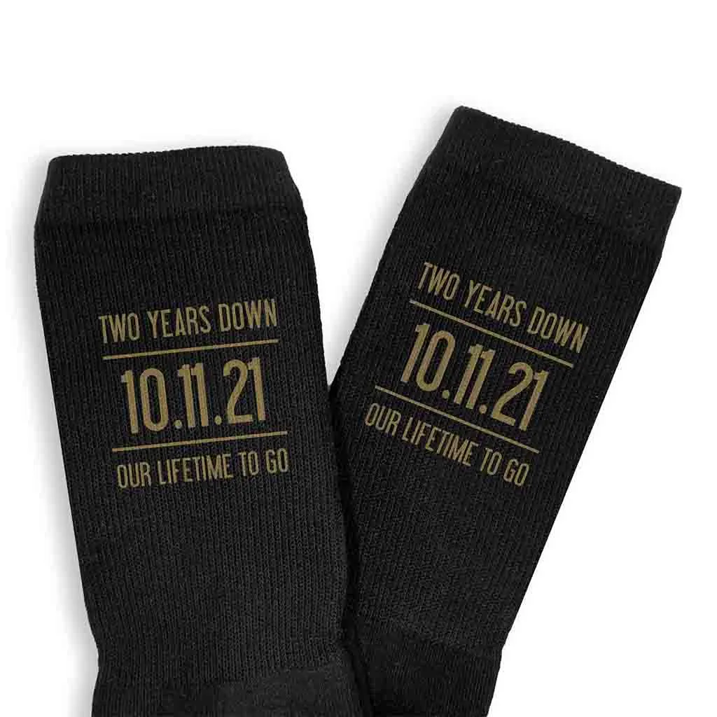 2 Years Down Our Lifetime To Go, Anniversary Socks for Him