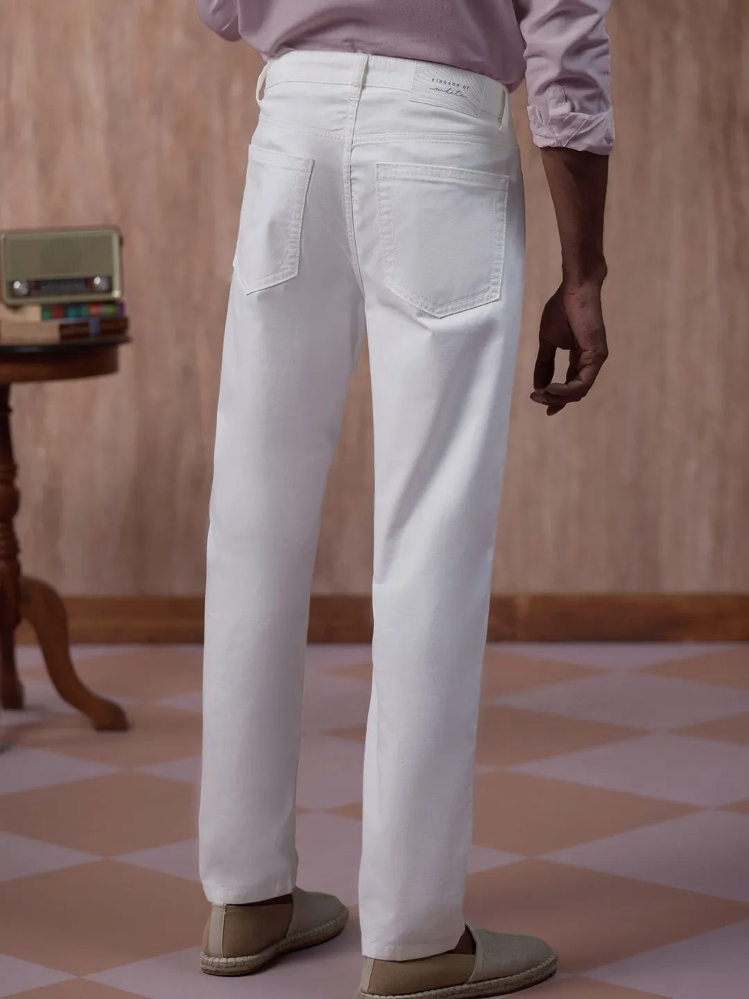 5-Pocket White Stretch Cotton Chinos - Move