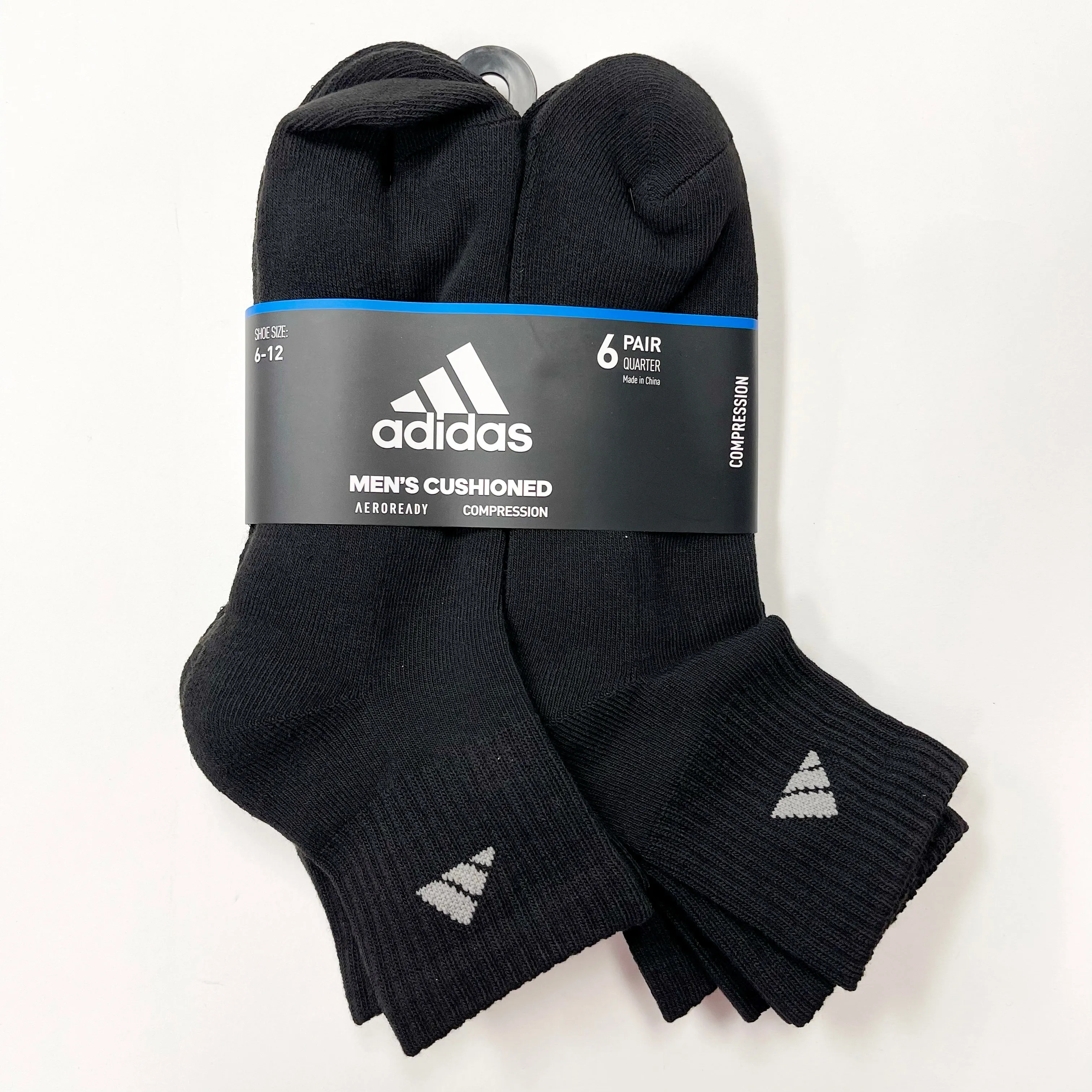 Adidas Men's Cushioned quarter-cut 6 pairs socks