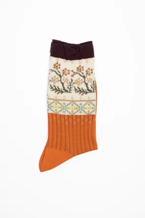 AM-770 Floral Mosaic Socks Orange