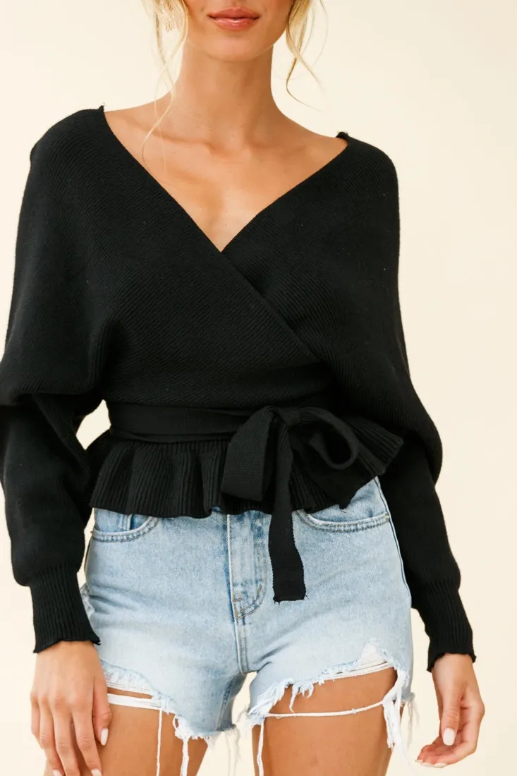 Amara Long Sleeve Knit Top Black