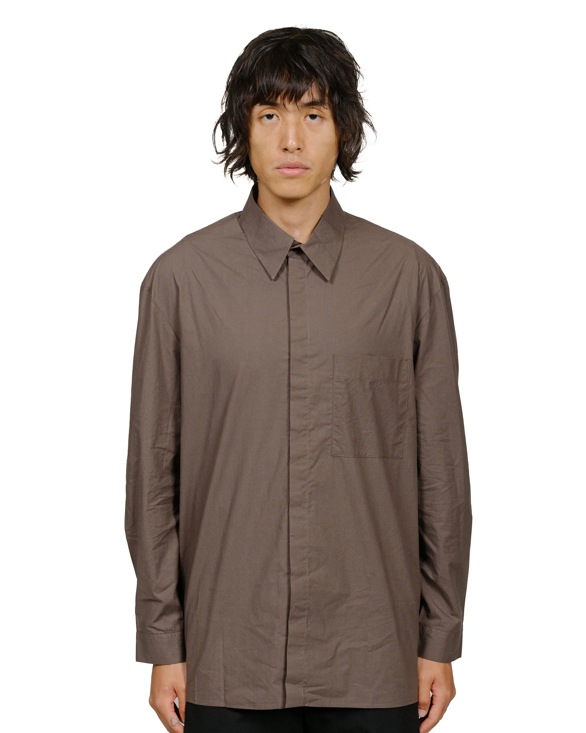 Amomento Square Pocket Oversized Shirts Brown