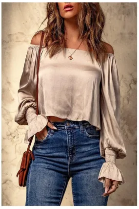 Annie Smocked Flounce Sleeve Off-Shoulder Blouse