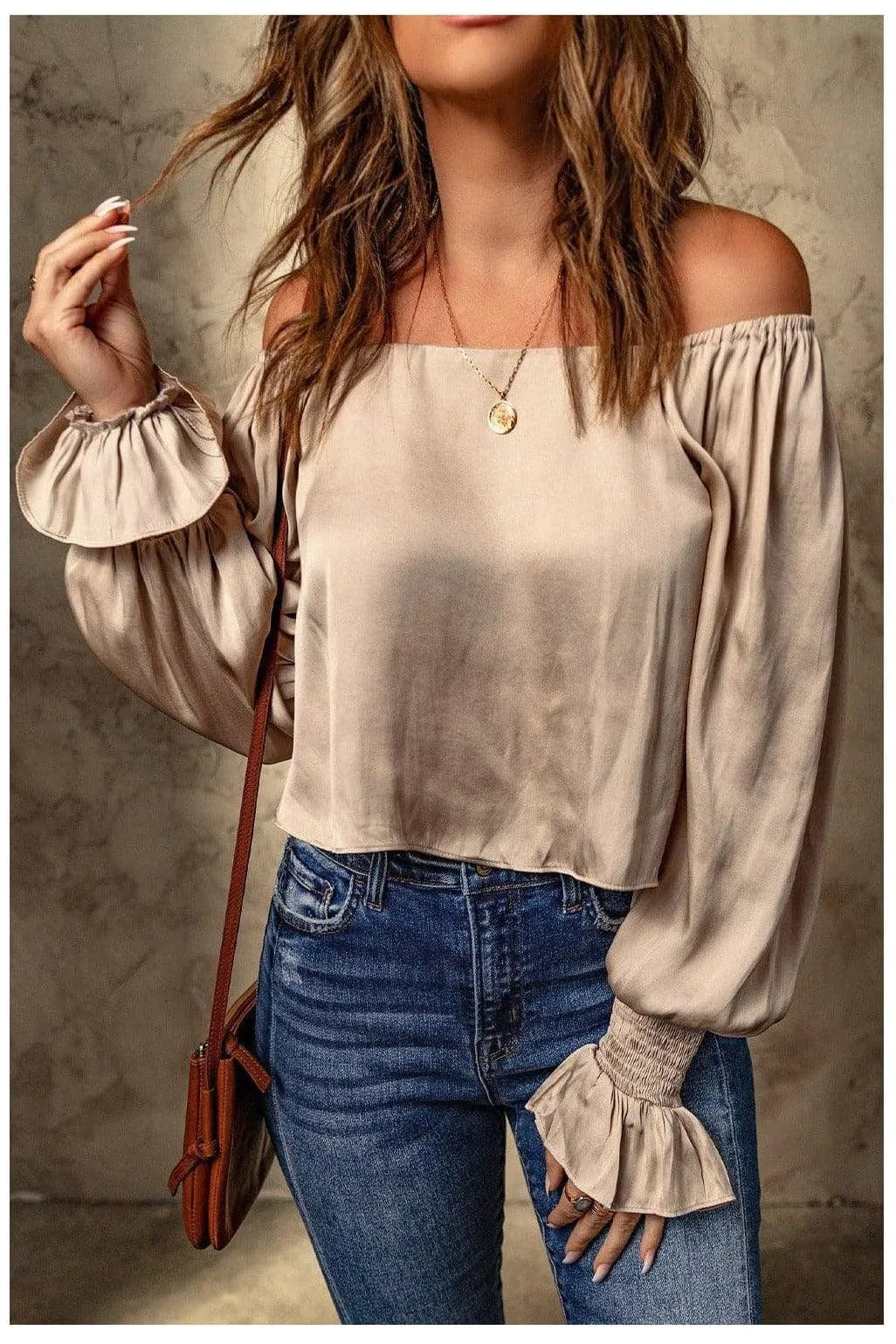 Annie Smocked Flounce Sleeve Off-Shoulder Blouse