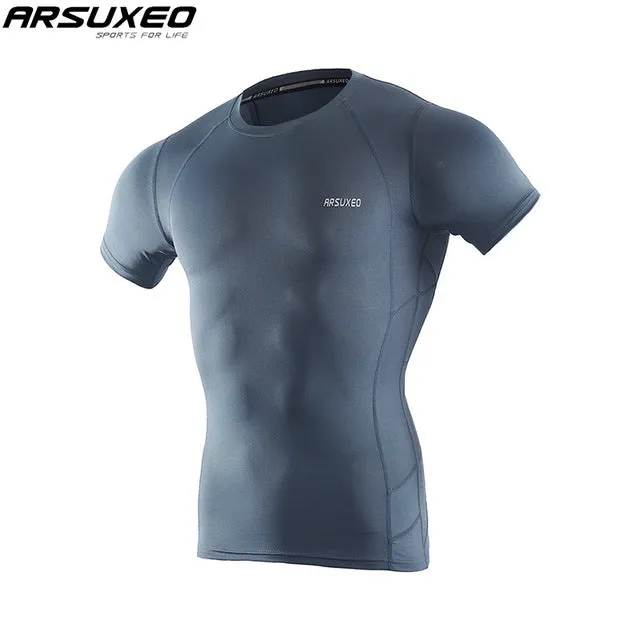 ARSUXEO Men's Compression Shirt Base Layer Running T Shirts Short Sleeves Workout GYM T Shirt Clothing C52