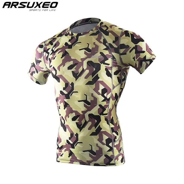 ARSUXEO Men's Compression Shirt Base Layer Running T Shirts Short Sleeves Workout GYM T Shirt Clothing C52