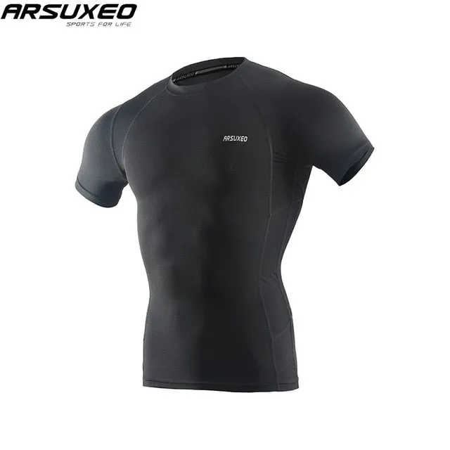 ARSUXEO Men's Compression Shirt Base Layer Running T Shirts Short Sleeves Workout GYM T Shirt Clothing C52