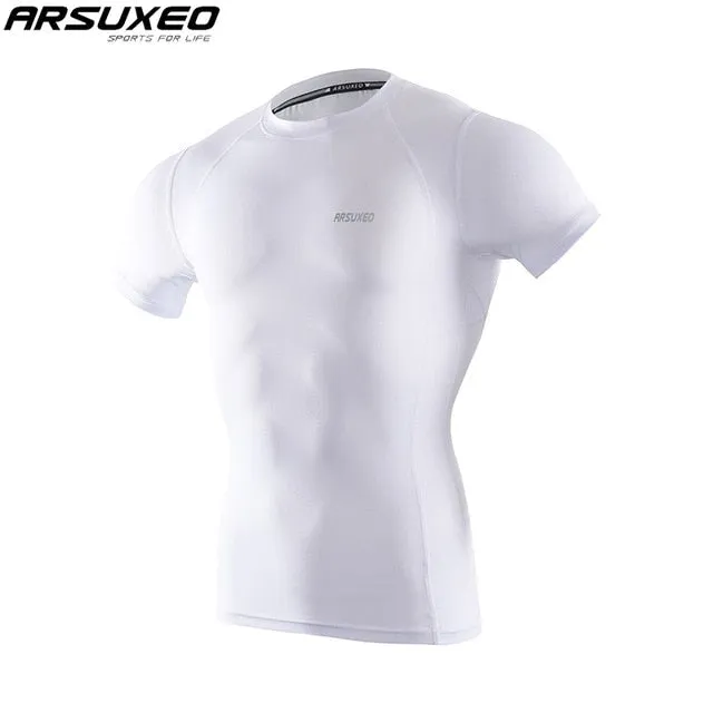 ARSUXEO Men's Compression Shirt Base Layer Running T Shirts Short Sleeves Workout GYM T Shirt Clothing C52