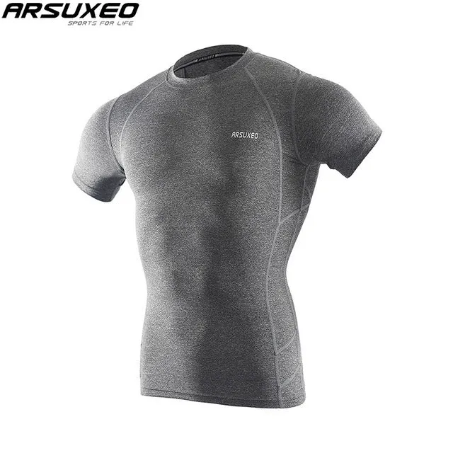 ARSUXEO Men's Compression Shirt Base Layer Running T Shirts Short Sleeves Workout GYM T Shirt Clothing C52