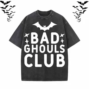 Bad Ghouls Club Bat Short Sleeve Cotton T-shirt