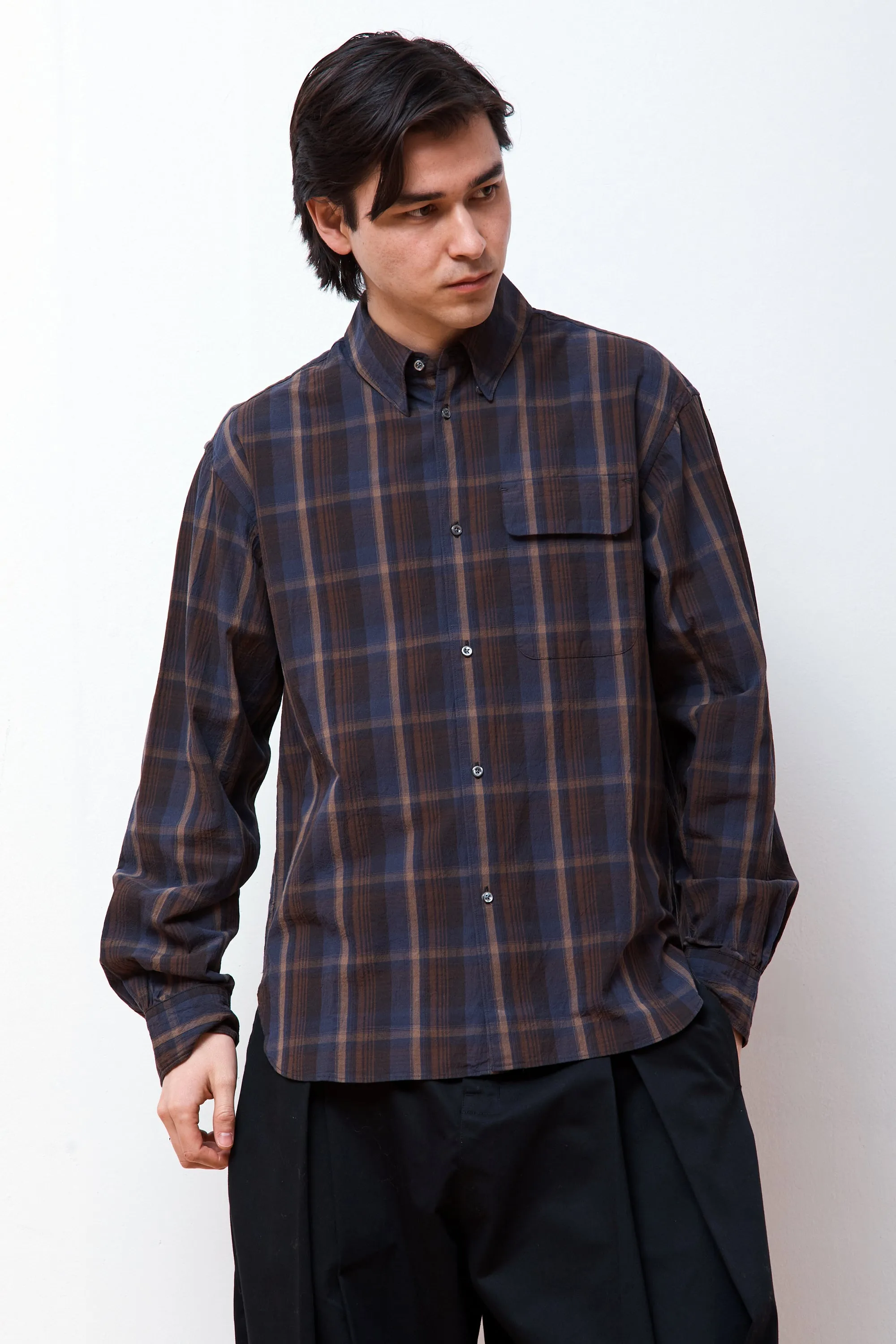 B.D Holiday Shirts Navy & Brown
 Check