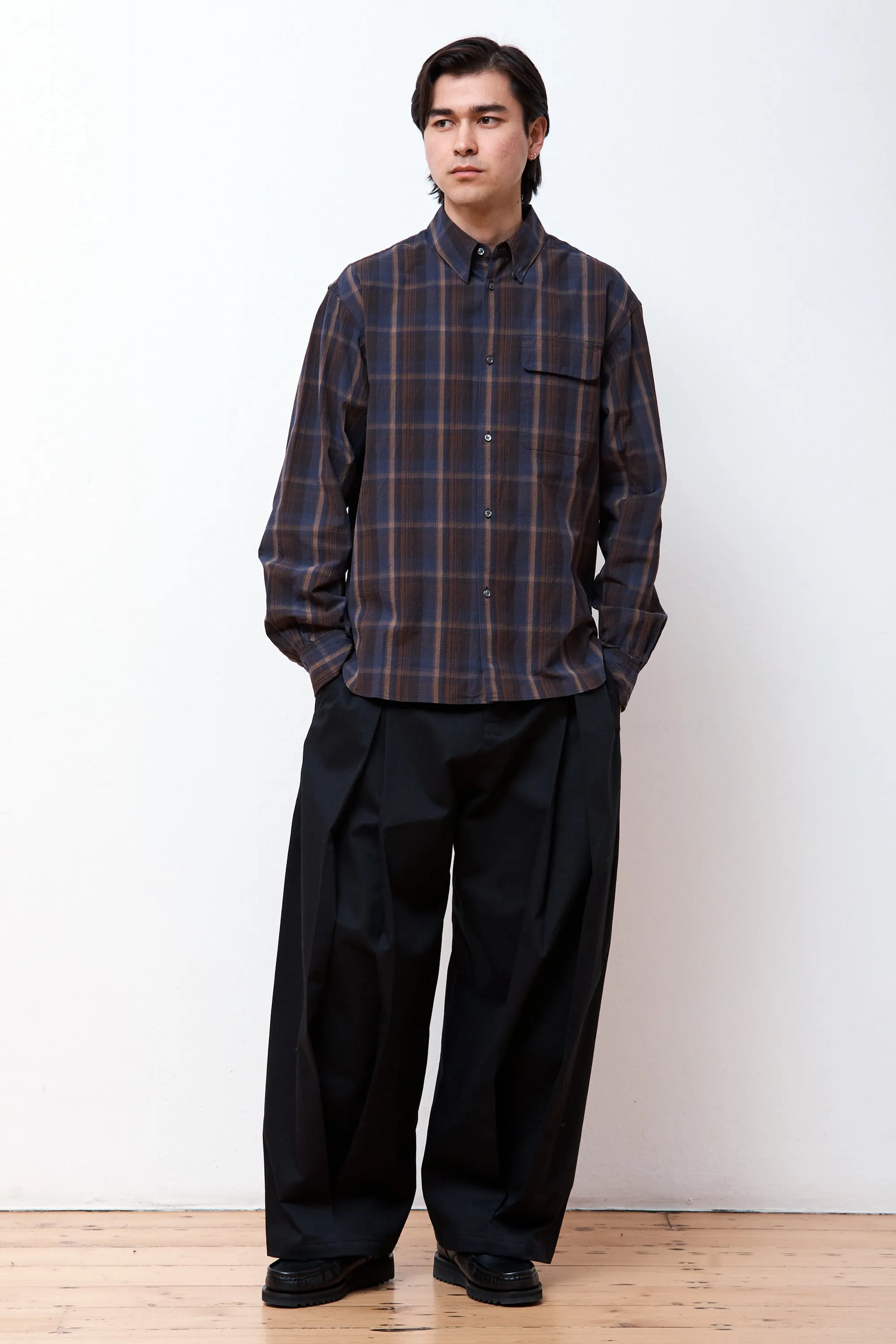 B.D Holiday Shirts Navy & Brown
 Check