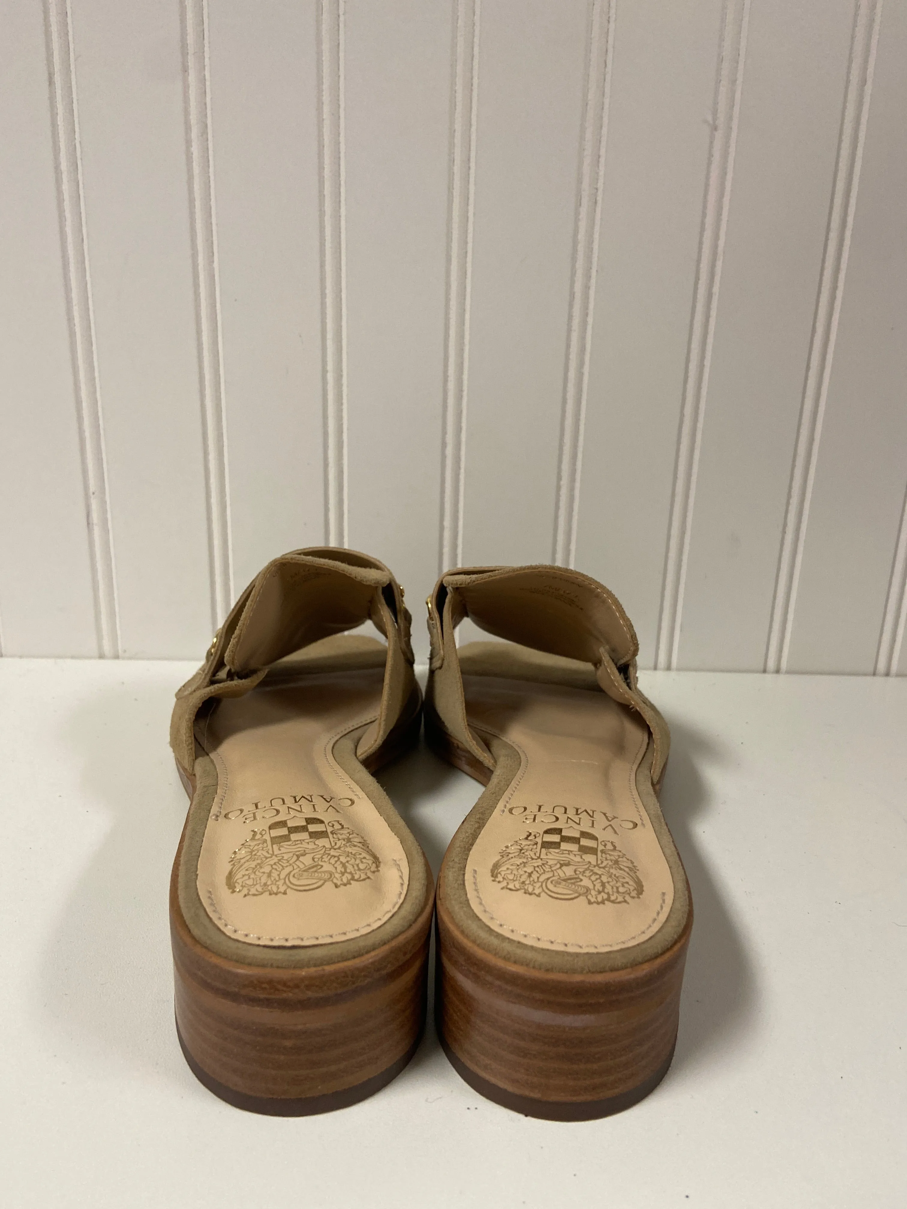 Beige Sandals Heels Block Vince Camuto, Size 7