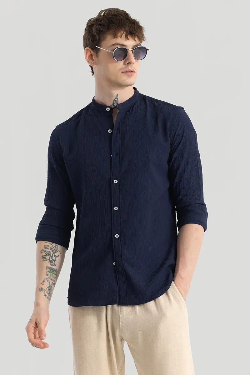 Berit Navy Textured Shirts