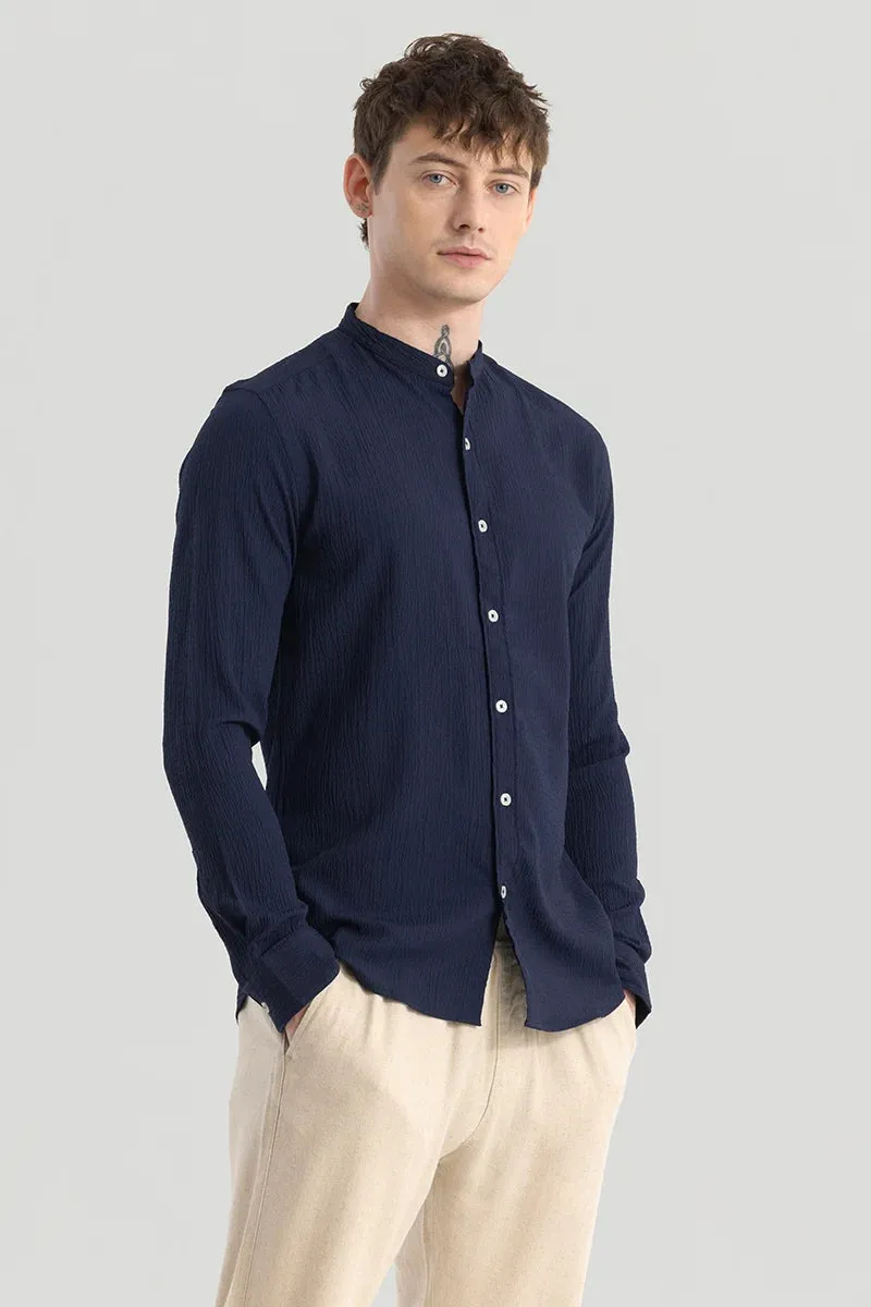 Berit Navy Textured Shirts