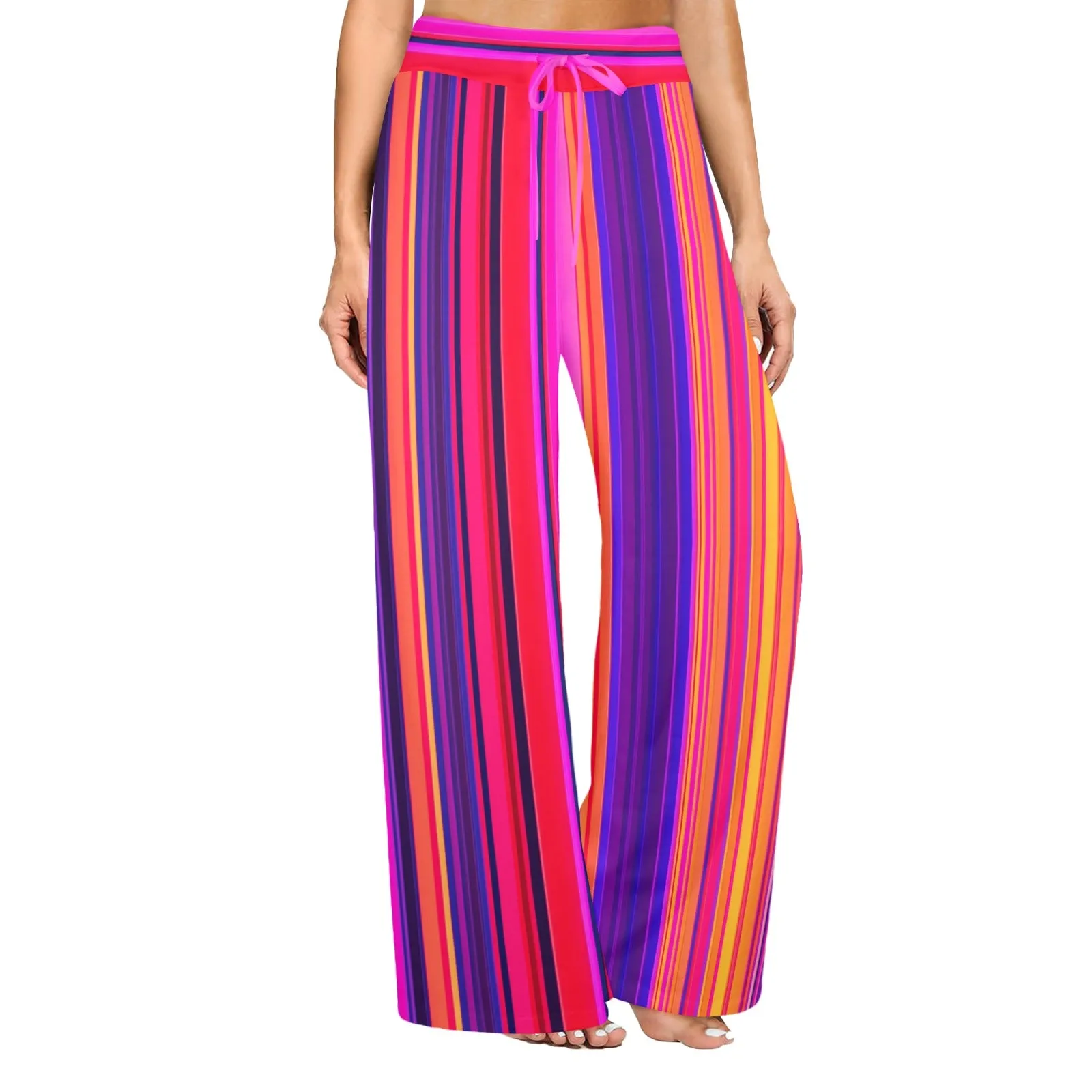 bright sunrise sunset colors print Women's Wide Leg Lounge Pants (Model L77)