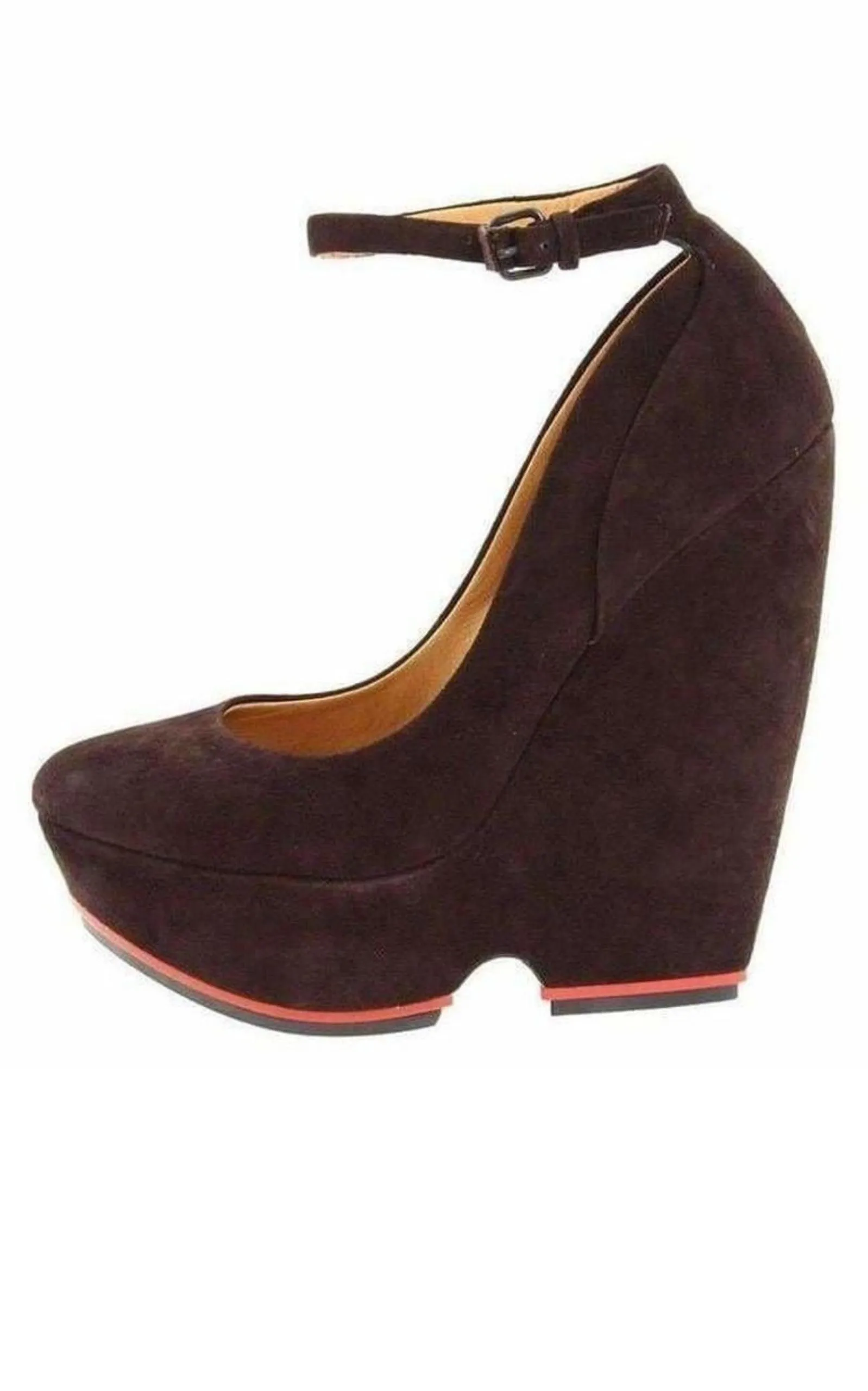 Brown Suede High Wedge Shoes