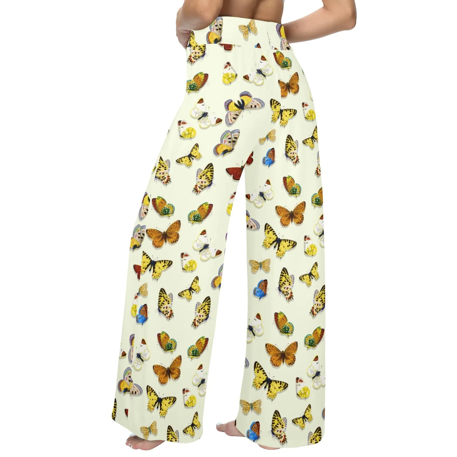 butterfly shadowed print Women's Wide Leg Lounge Pants (Model L77)