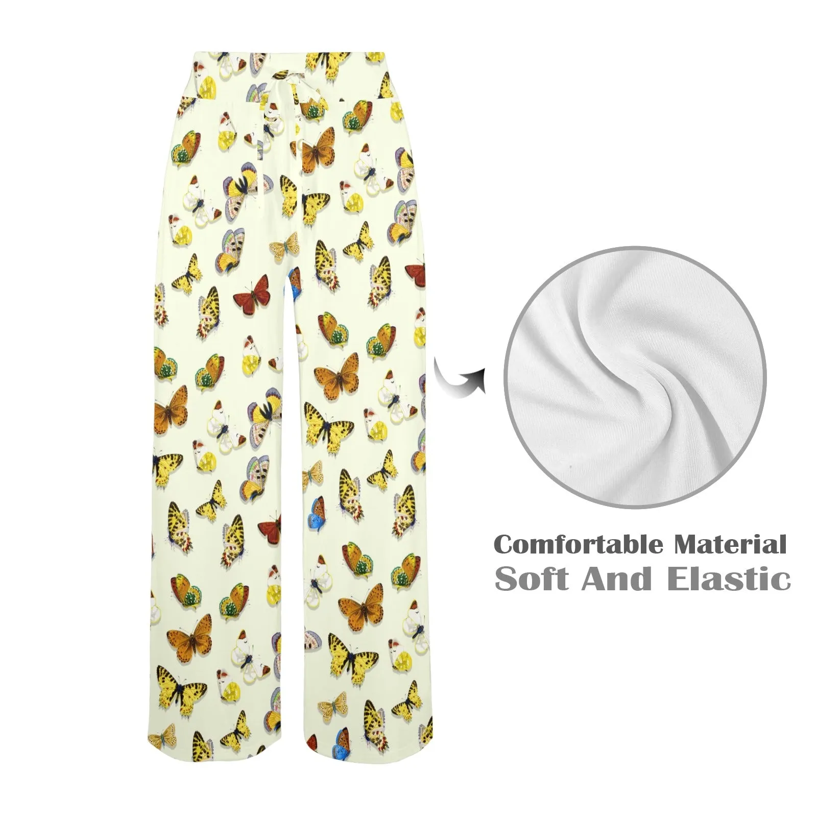 butterfly shadowed print Women's Wide Leg Lounge Pants (Model L77)