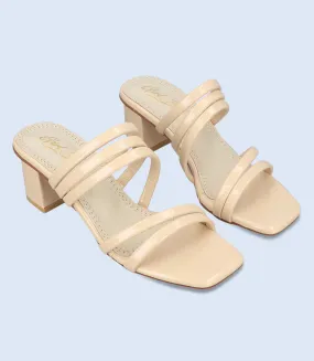 BW9370-IVORY-Women Casual Slipper Heels