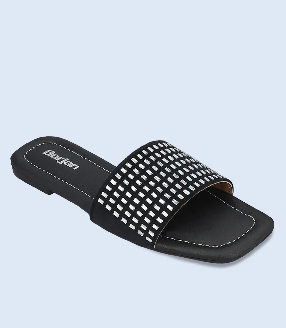 BW9424-BLACK-Women Casual Slipper