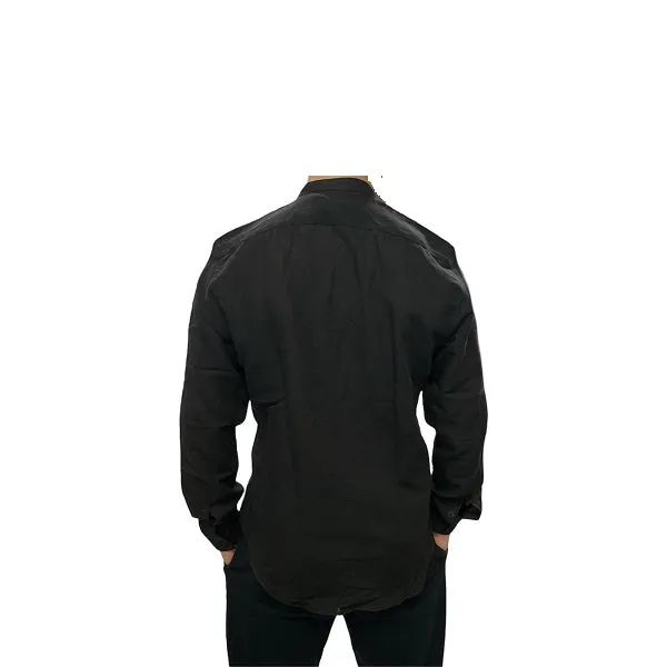 Censured men's linen shirt with mandarin collar SM3693T LISM90 black