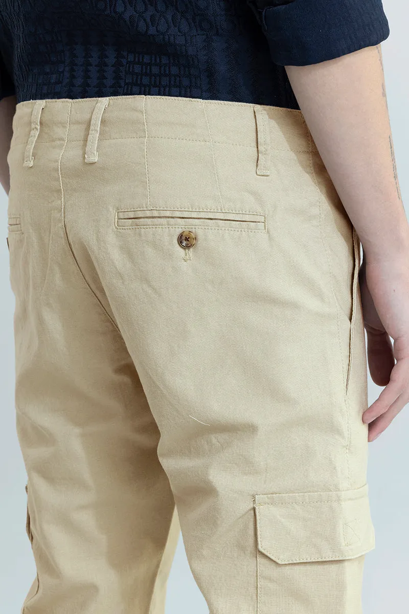 City Breeze Cream Linen Cargo Pant