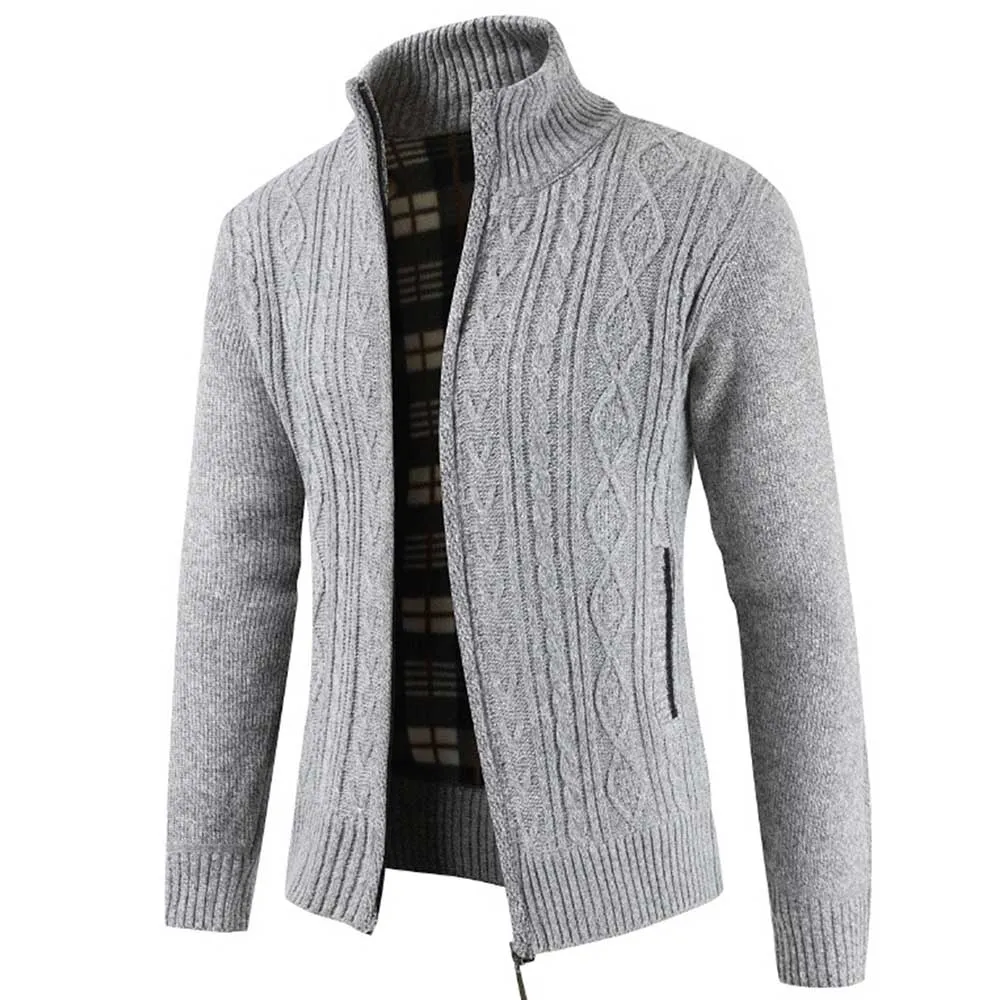 Classic Zip Closure Cardigan LightGrey