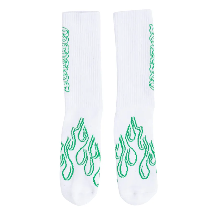 Creature To The Grave Crew Socks White (Mens 9-11)