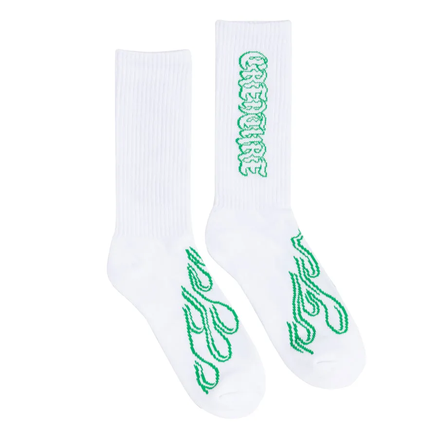 Creature To The Grave Crew Socks White (Mens 9-11)