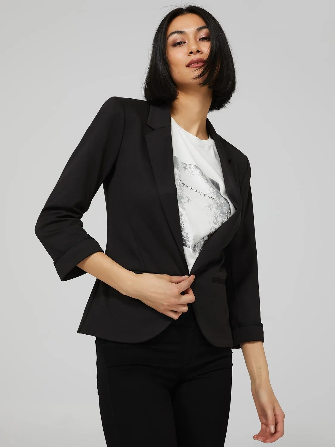 Cuffed 3/4 Sleeve Blazer