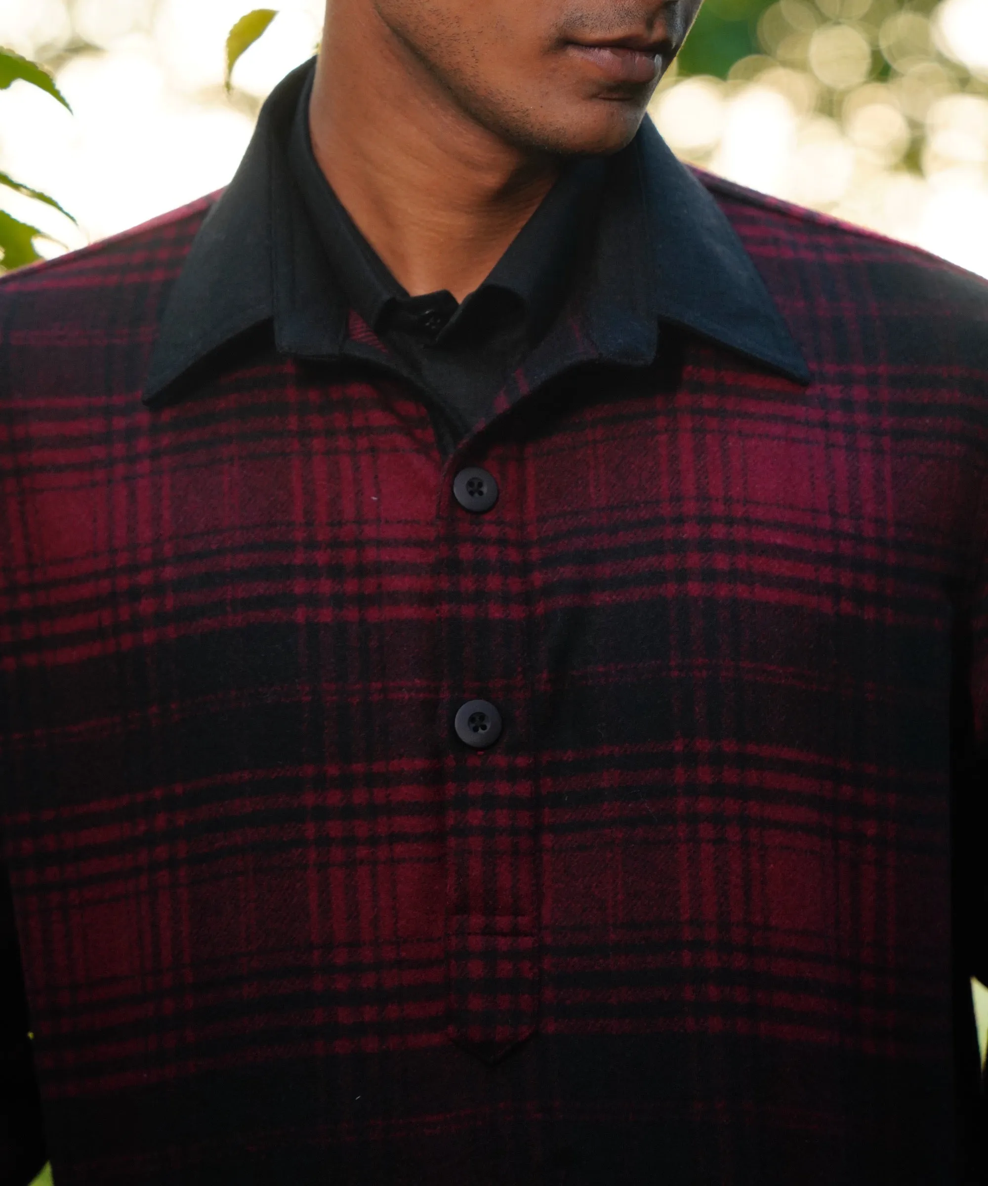 Deep Red Woollen Popover Shirt