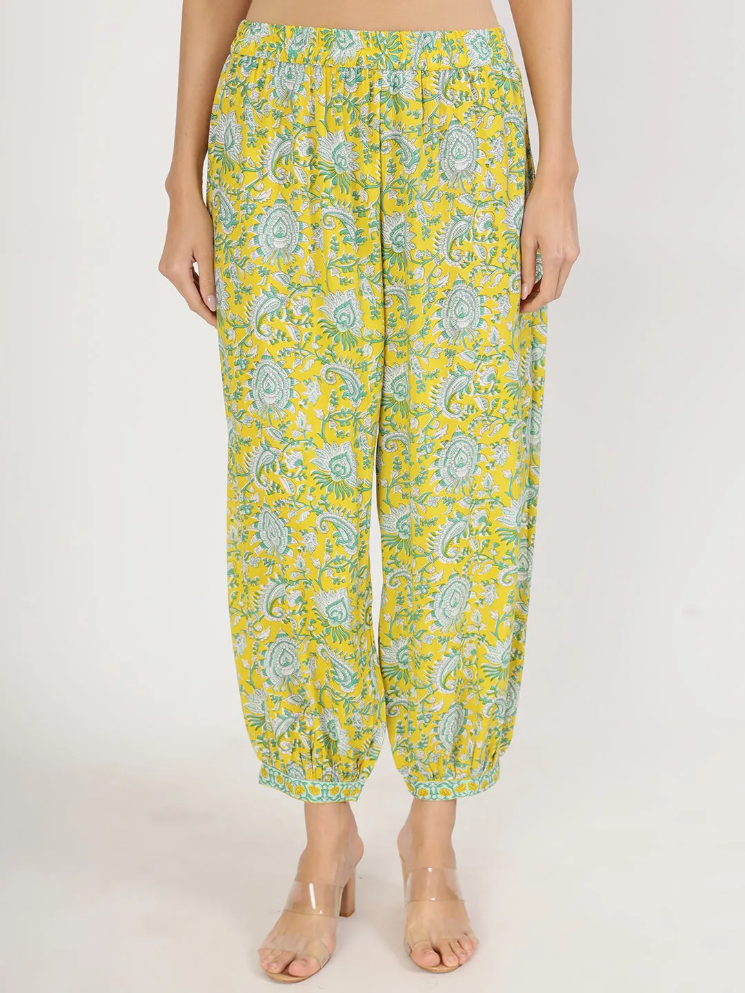 Divena Mustard Floral Print Rayon Co-ord set