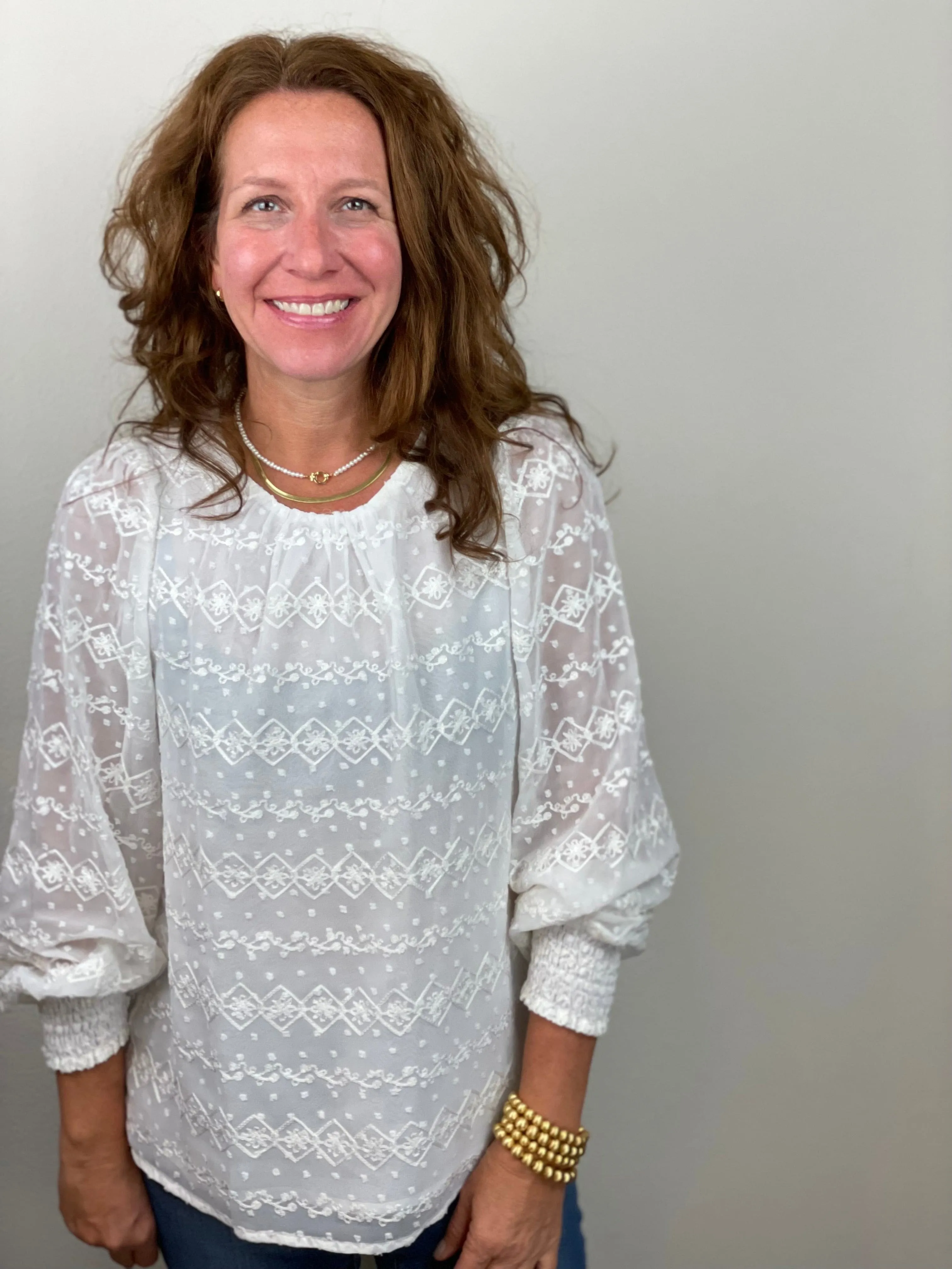 Embroidered Top in White