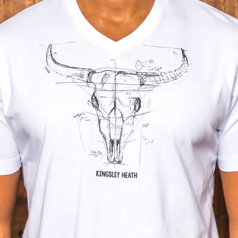 Engineered Nguni Skull V-Neck Tee Pelican