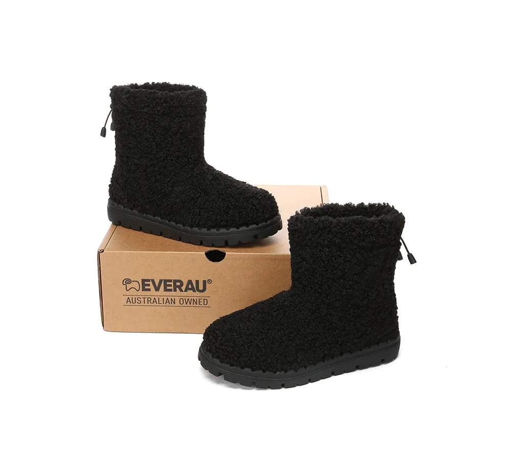 EVERAU UGG Sheepskin Wool Plush Drawstring Boots Peggy