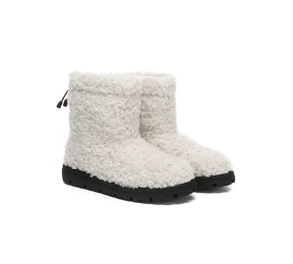 EVERAU UGG Sheepskin Wool Plush Drawstring Boots Peggy