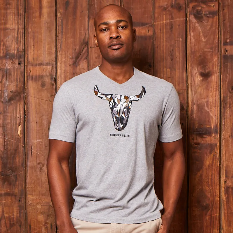 Expressionist Skull V-Neck Tee Vervet