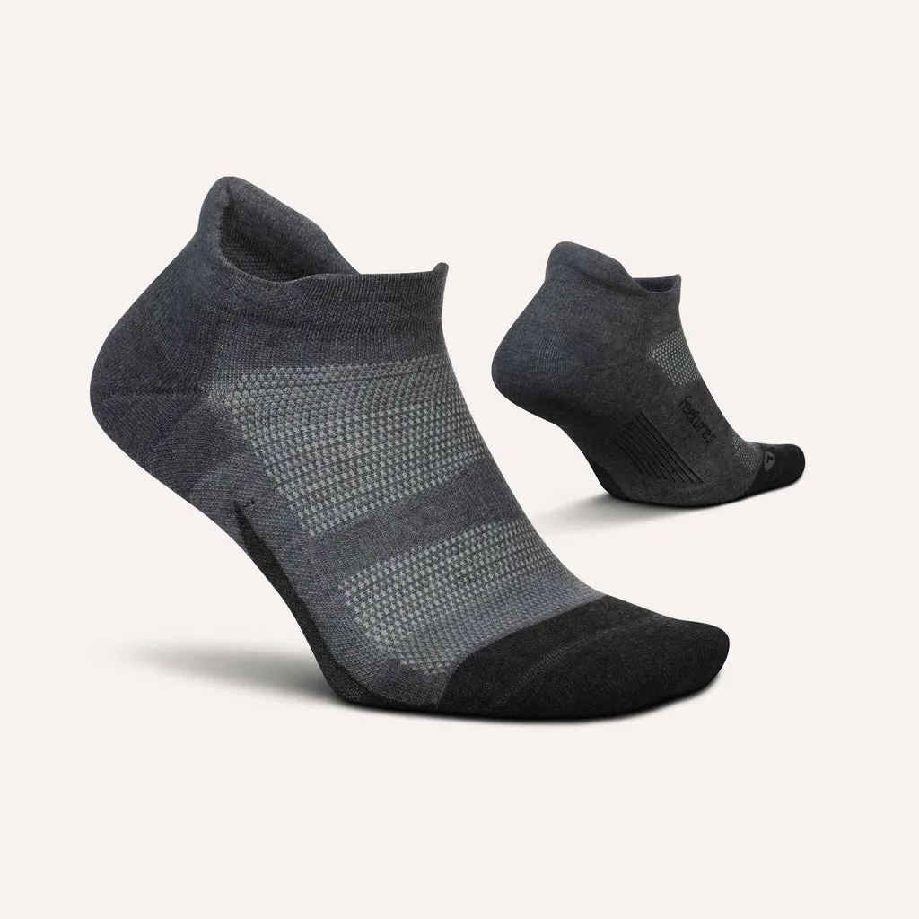 Feetures Elite Max Cushion No Show Tab Socks - Grey