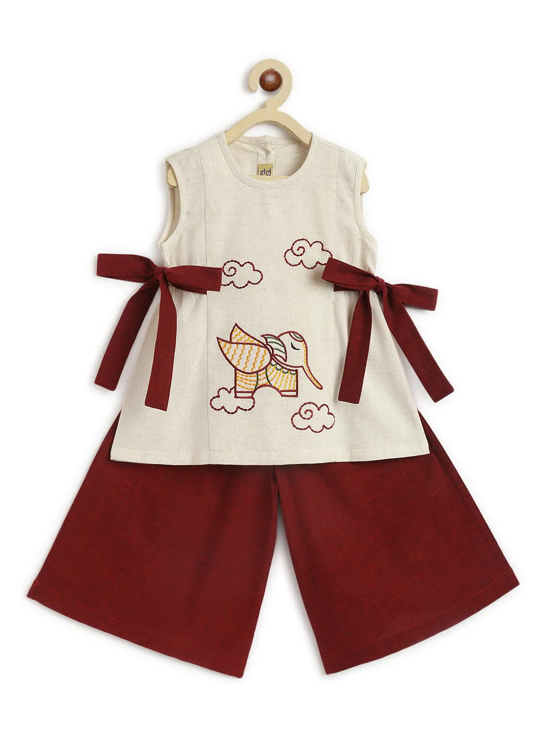 Girl Elephant  Top Set - Cream