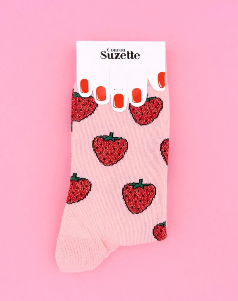 GLITTERY STRAWBERRY SOCKS