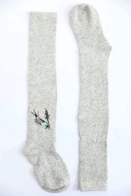 Hummingbird Wool Knee High Socks