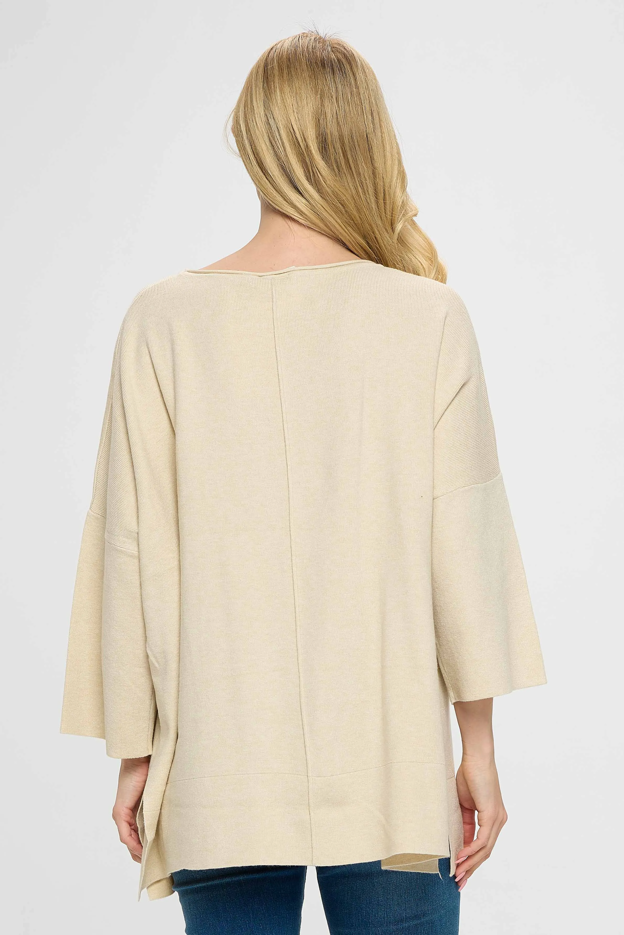 Ivory Side-Slits Sweater Top