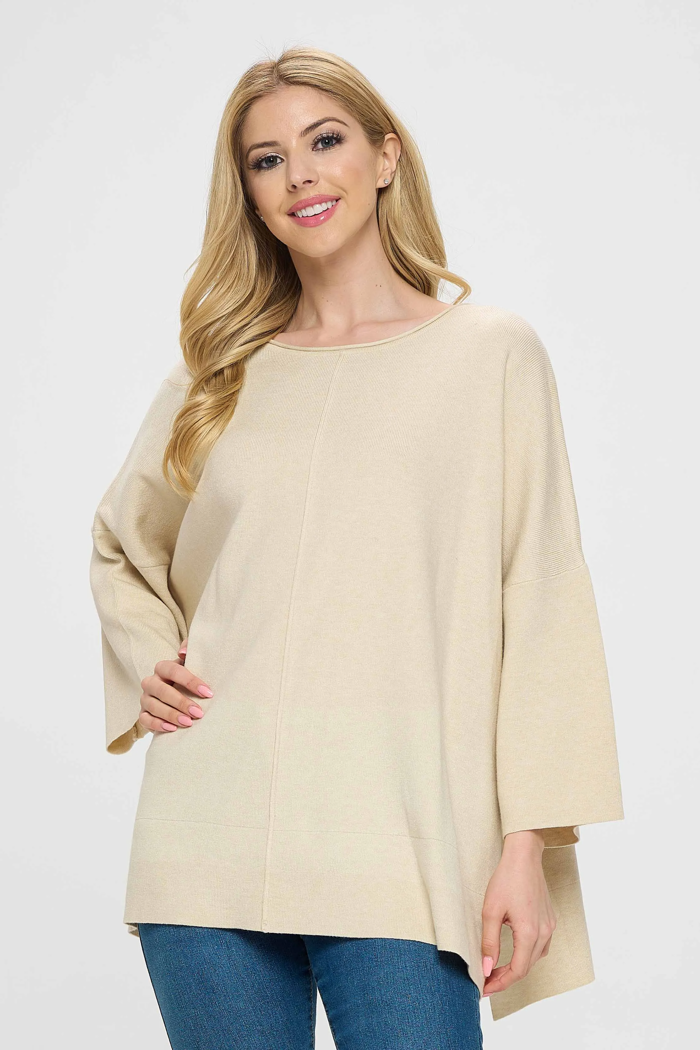 Ivory Side-Slits Sweater Top