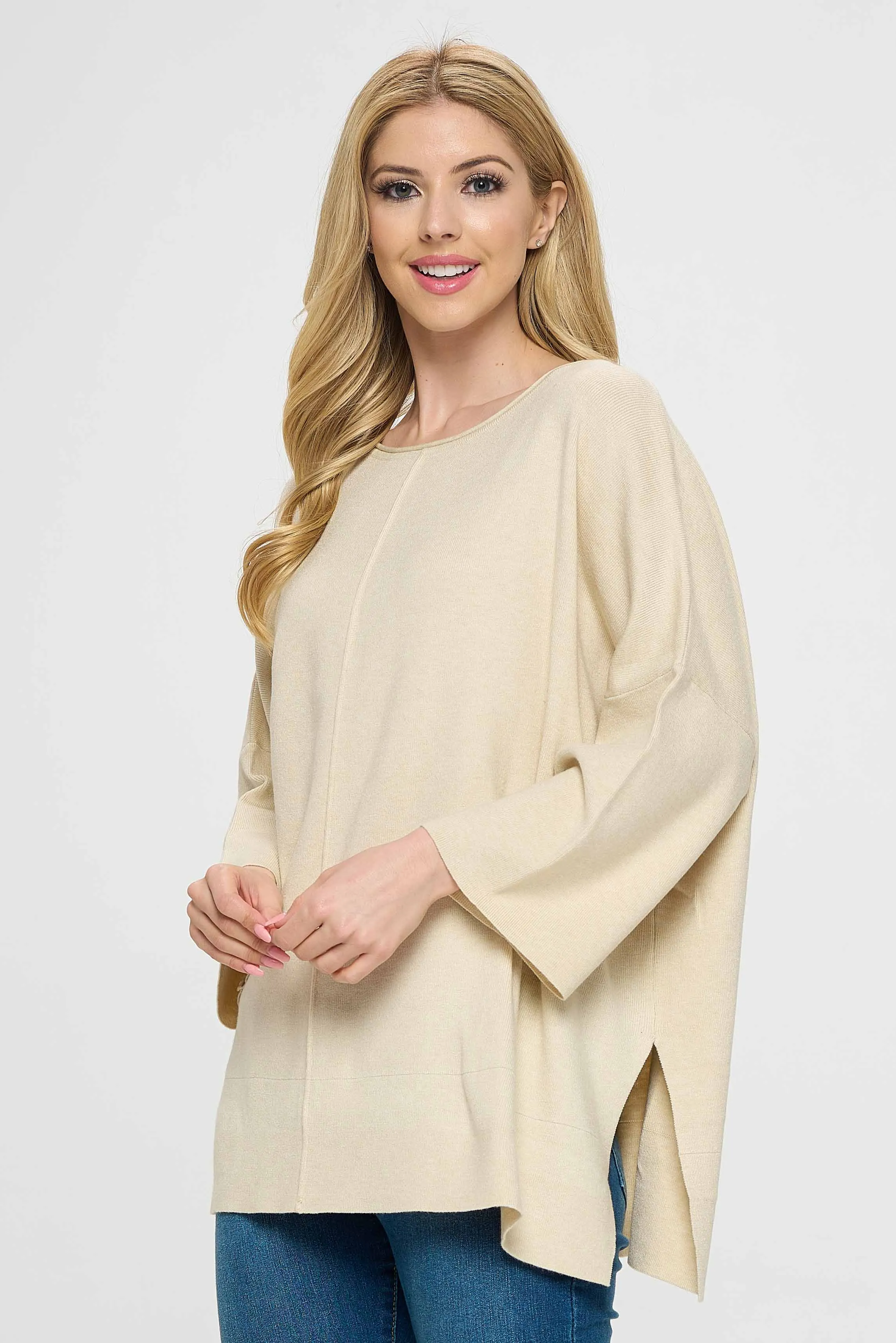 Ivory Side-Slits Sweater Top