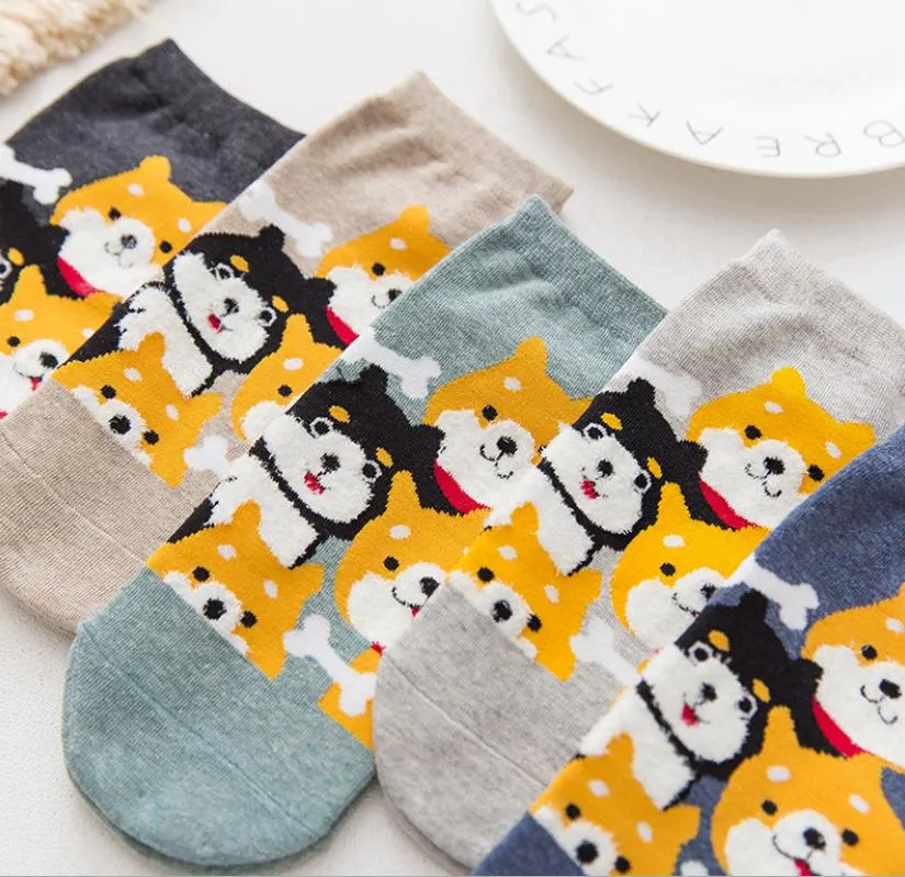 Kawaii Cute Ankle Socks - Puppies Set of 5