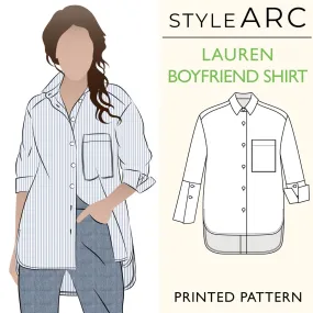 Lauren Boyfriend Shirt Sewing Pattern by Style Arc, sizes 4-30