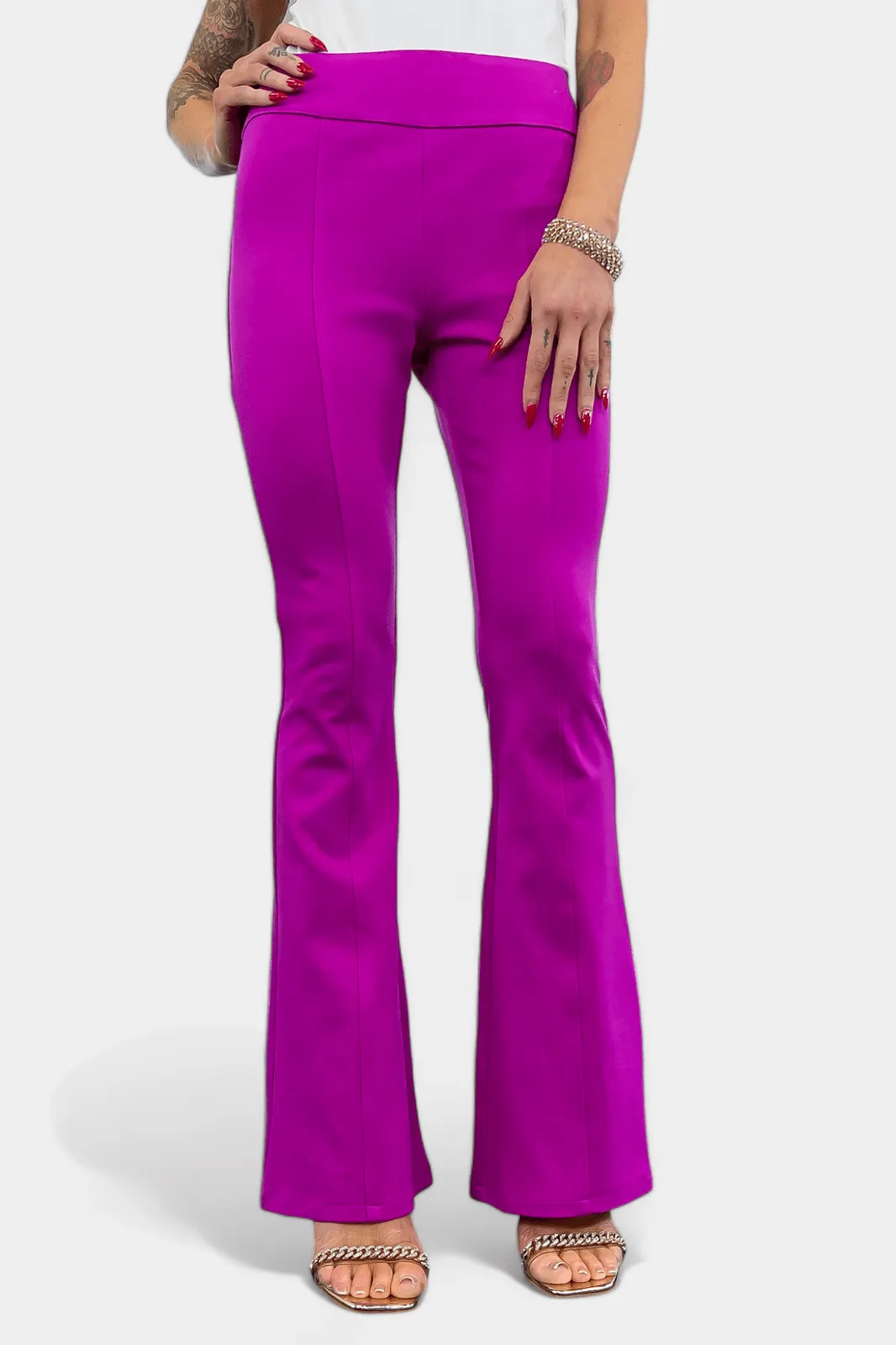 Magenta High Waisted Flare Pants [NO RETURNS]