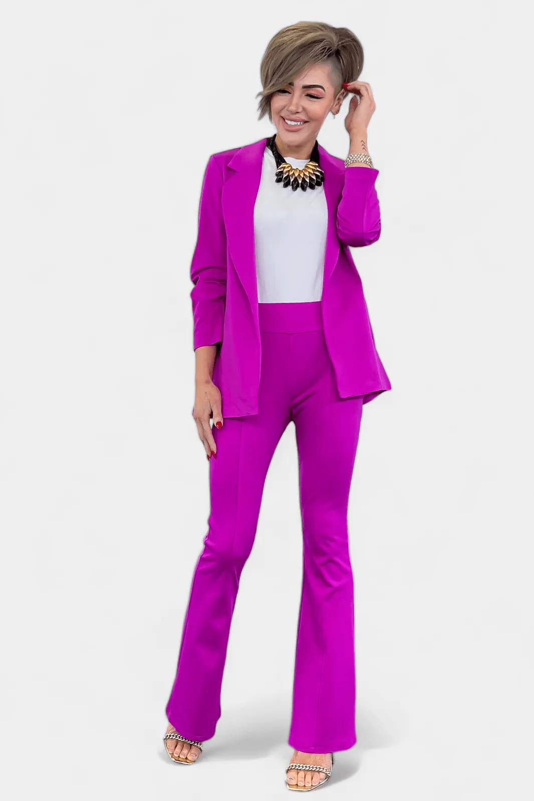 Magenta High Waisted Flare Pants [NO RETURNS]