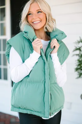 Make It Yours Sage Green Oversized Puffer Vest